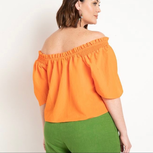 ELOQUII Off the shoulder smocked flutter sleeve blouse (NWT) - Picture 2 of 3
